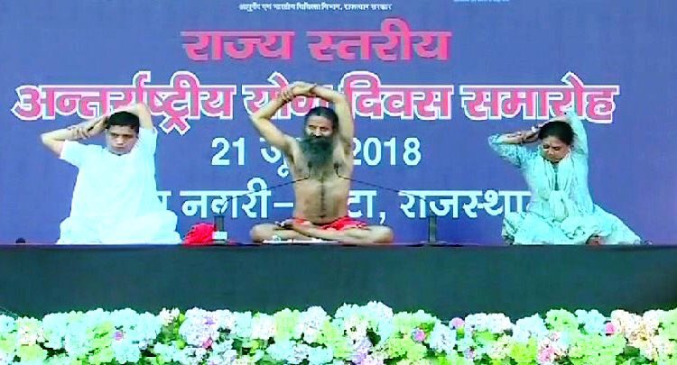 Yog Guru Ramdev performing yoga
