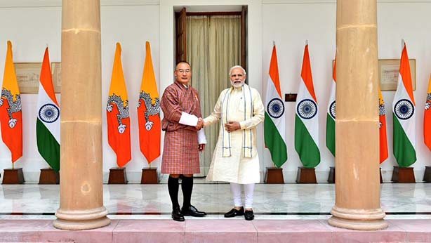  Prime Minister Narendra Modi and  Bhutanese PM Tshering Tobgay