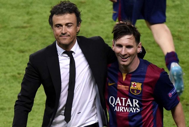 Luis Enrique with Lionel Messi