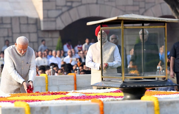 Prime Minister Narendra Modi pays tribute to Mahatma Gandhi