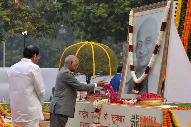 Preseident Ram Nath Kovind  offered floral tributes to Sardar Vallabhbhai Patel