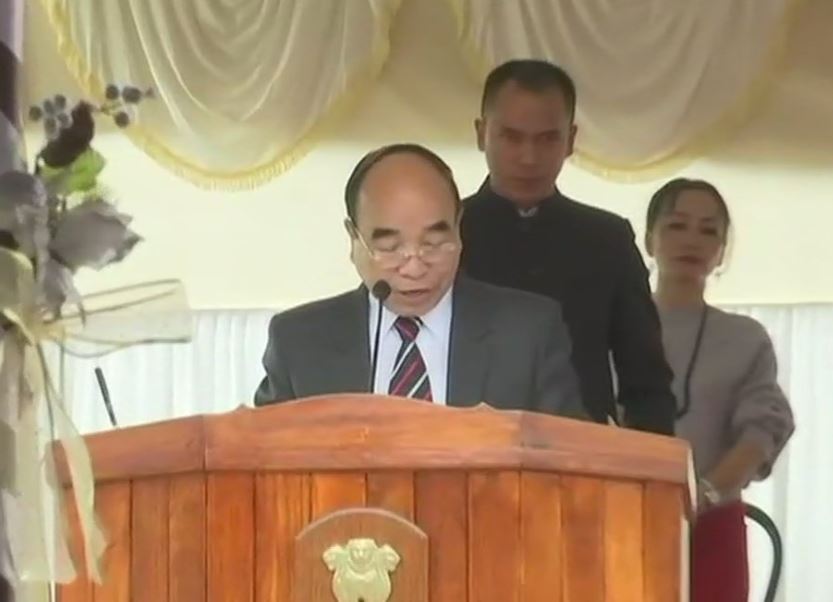 Zoramthanga taking oath as Mizoram's new chief minister.