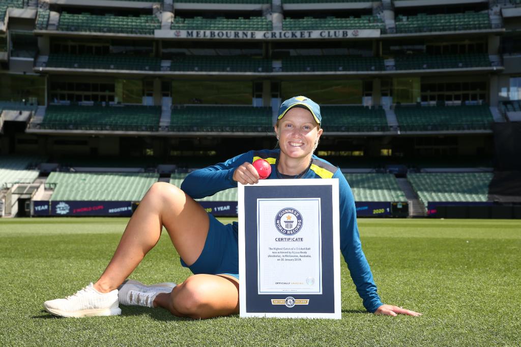 Australian wicket-keeper batswoman Alyssa Healy has set a new Guinness World Record