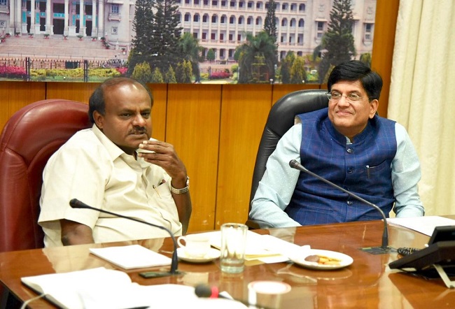 Railway Minister Piyush Goyal and Karnataka chief minister HD Kumaraswamy