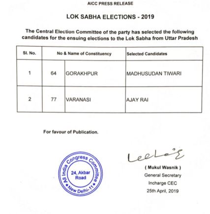 List of candidates
