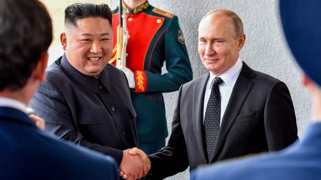 North Korean leader Kim Jong Un and Russian President Vladimir Putin meet in Vladivostok