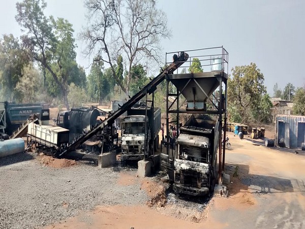 Visuals of vehicles and machines set ablaze in Gadchiroli, Maharashtra.