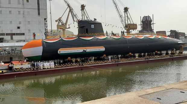 Scorpene class submarine Vela launches