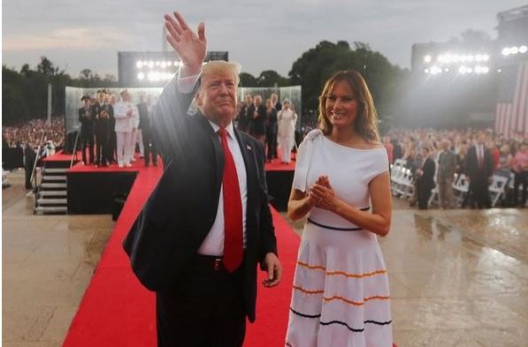 US President Donald Trump and First Lady Melania Trump at 'Salute to America' event
