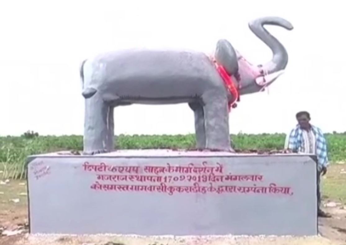 Statue of Elephant installed at Kukradih village in Mahasamund Chhattisgarh
