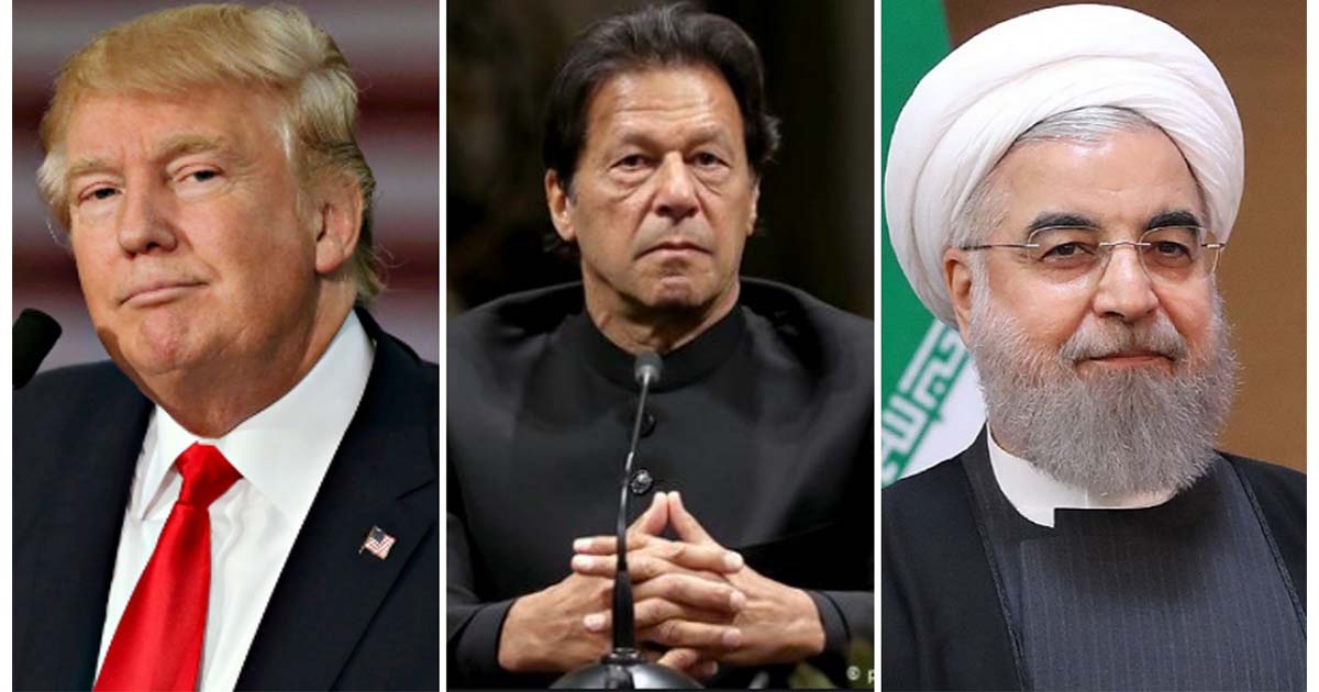 US president Donald Trump, Pakistani Prime Minister Imran Khan, Iranian President Hassan Rouhani