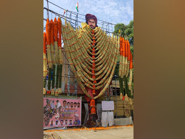 Chiranjeevi's garlanded cut-out