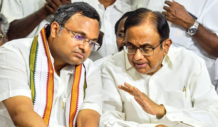 P Chidambaram and his son Karti Chidambaram