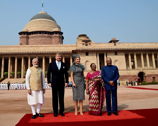 Willem-Alexander and Queen Maxima met President Ramnath Kovind and Prime Minister Narendra Modi