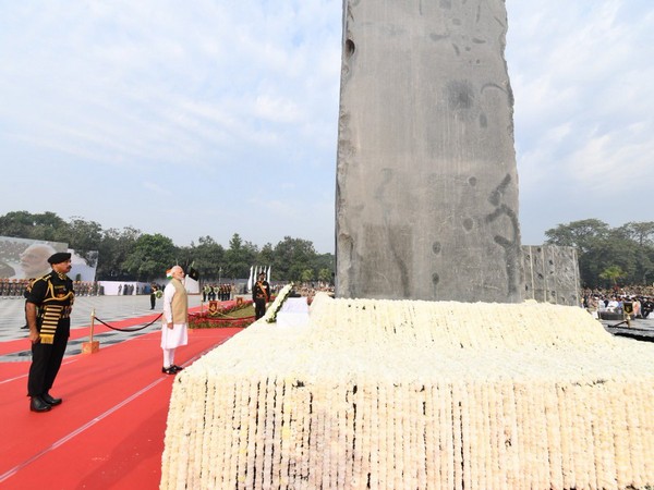 Prime Minister Narendra Modi paying his tributes to slain police personnel at National Police Memorial in New Delhi