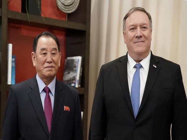 Vice Chairman of the North Korean Workers' Party Committee Kim Yong Chol with the US Secretary of State Mike Pompeo