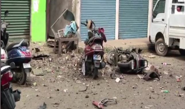Visuals from the spot where the IED blast took place on Tuesday