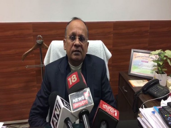 District Magistrate BN Singh speaking to reporters in Noida on Wednesday