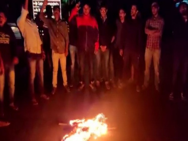 Students at Osmania University burnt an effigy of ABVP on Monday
