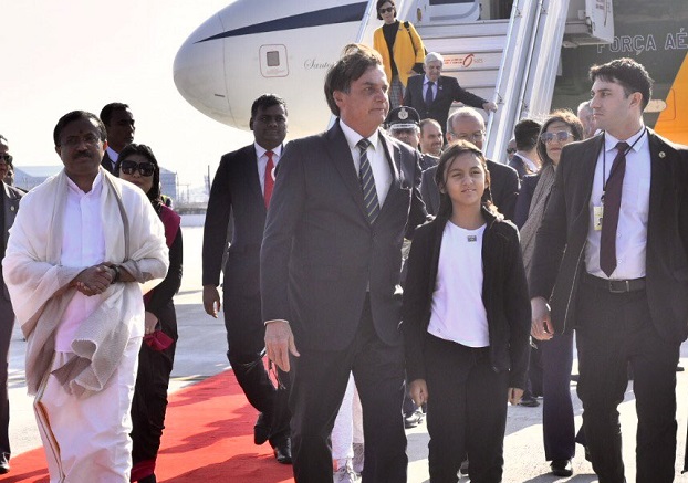 Brazilian President Jair Bolsonaro arrives in India