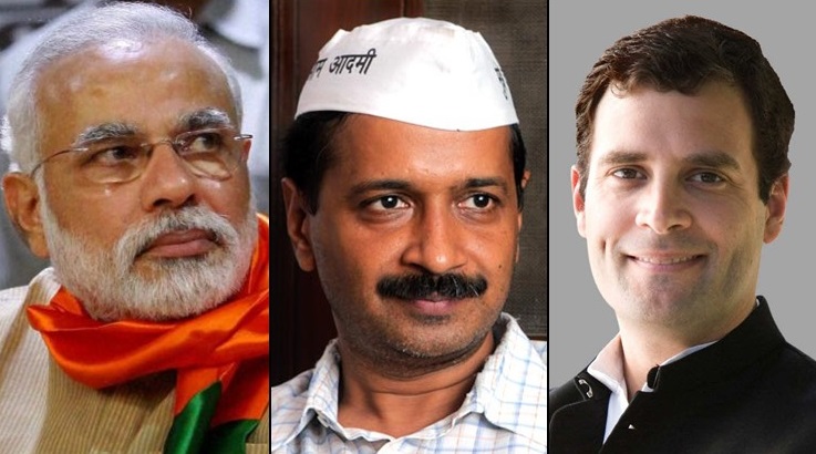 Narendra Modi, Arvind Kejriwal and Rahul Gandhi (File Photo)