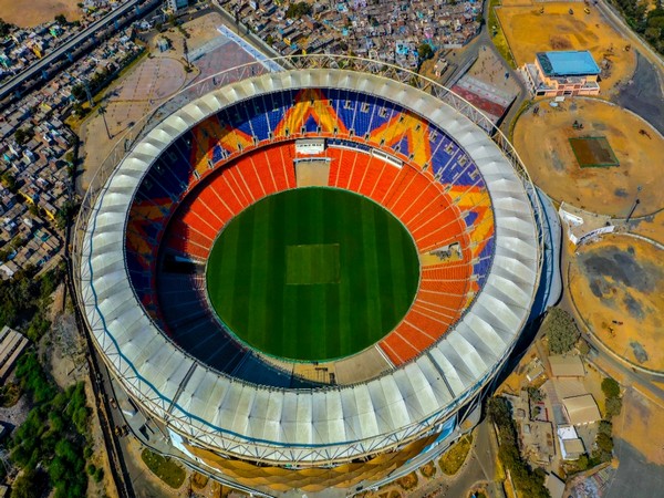 Aerial photograph of the revamped Motera Stadium in Ahmedabad