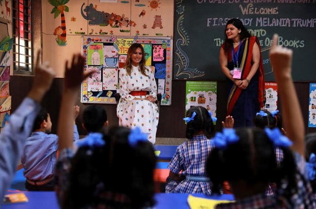 US First Lady Melania Trump in Delhi government school