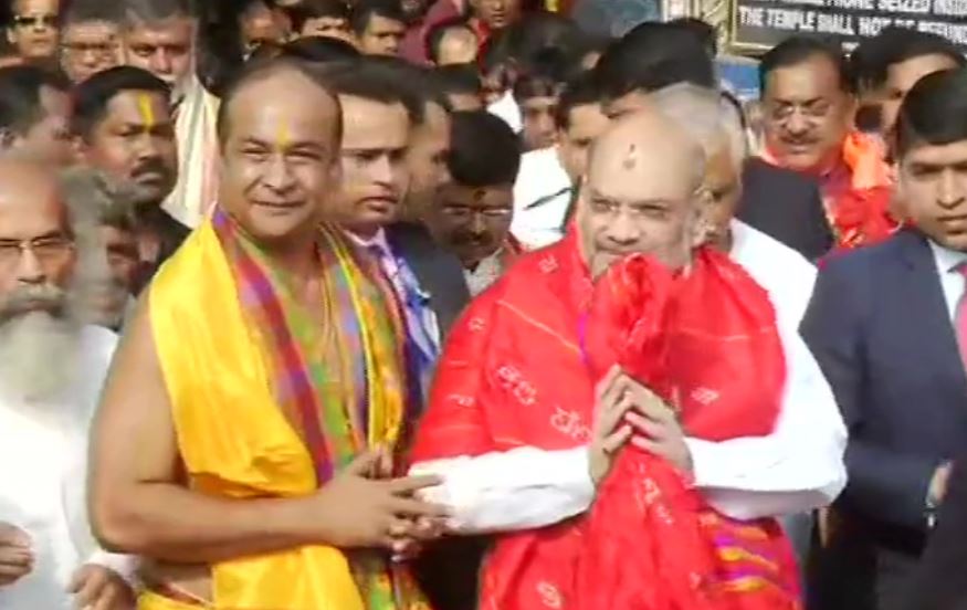 Home Minister Amit Shah arrives at Shree Jagannath Temple in Puri