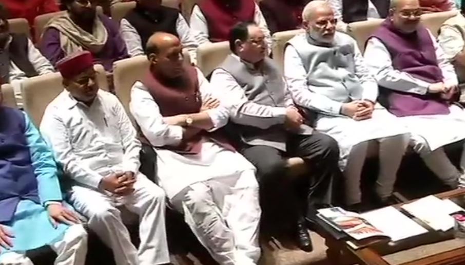 Prime Minister Narendra Modi with many other in BJP Parliamentary meeting