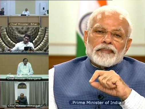 Prime Minister Narendra Modi holding vidoe conferring with all States CM