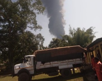 Fire engulfed the damaged Baghjan oil well