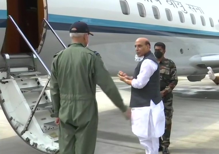 Defence Minister Rajnath Singh leaving for Moscow