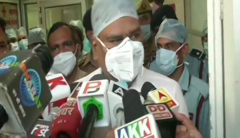 Dr RB Kamal, Principal, LLR Hospital, Kanpur speaking to reporters on Friday