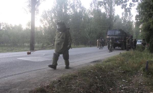 An IED like suspicious object destroyed by Army bomb disposal squad