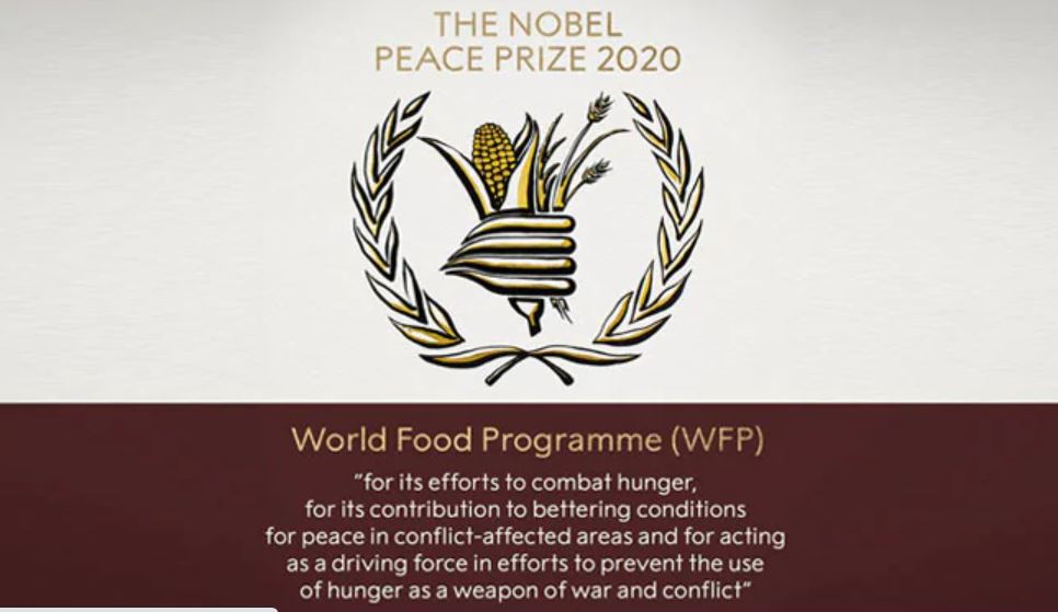 The World Food Programme was awarded the Nobel Peace Prize 2020.