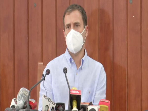 Congress leader Rahul Gandhi during a press briefing in Wayanad on Tuesday