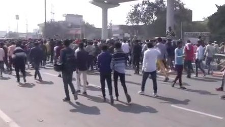 Protesters blocking NH 2 in Ballabgarh