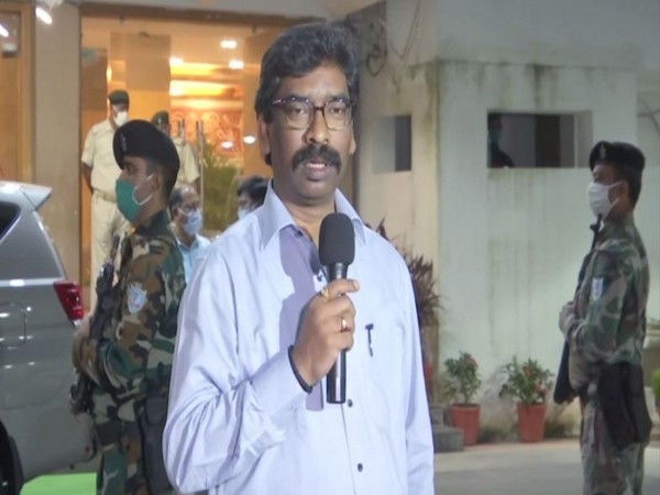 Jharkhand Chief Minister Hemant Soren speaking to reporters in Ranchi on Wednesday