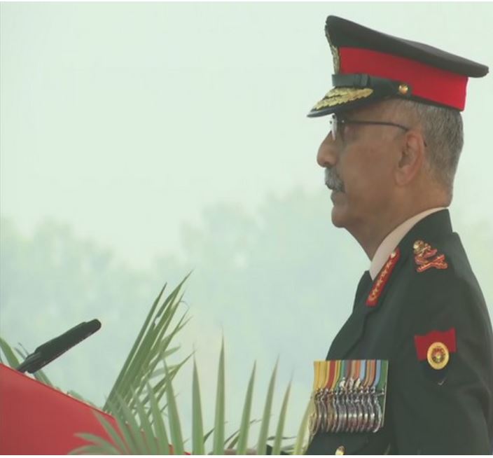 Army chief General Manoj Mukund Naravane speaking on Army Day.