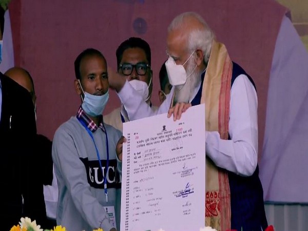 Prime Minister Narendra Modi on Saturday distributed land pattas/allotment certificates to indigenous people in Assam's Sivasagar