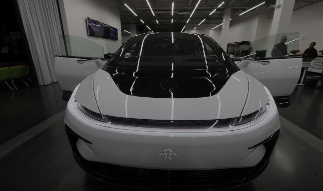 Faraday Future's luxury electric car FF91 is seen at the company's headquarters in Gardena