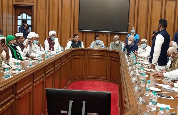 Delhi CM Arvind Kejriwal holding meeting with farmer leaders from Western Uttar Pradesh