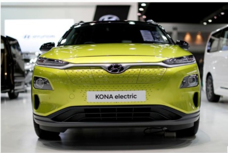 The Hyundai Kona Electric is seen during the media day of the 41st Bangkok International Motor Show
