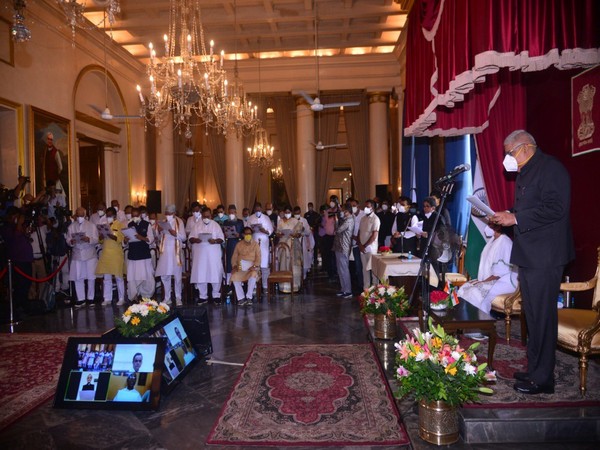West Bengal Governor Jagdeep Dhankhar administered the oath to 43 TMC leaders as Cabinet Ministers on Thursday in Kolkata.