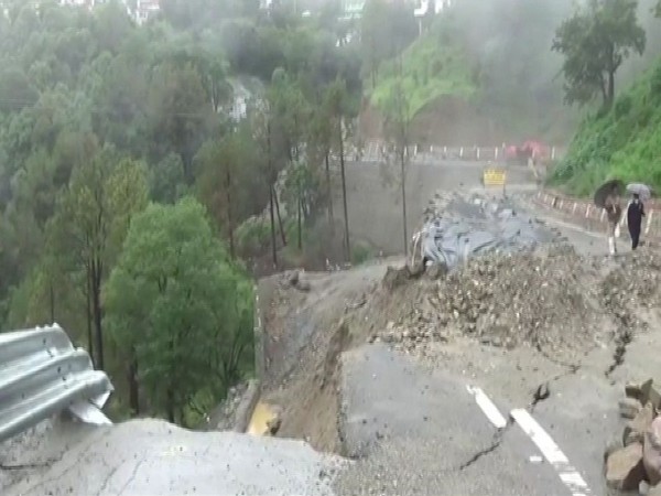Newly constructed road on Rishikesh-Gangotri National Highway 94 damaged due to rains.