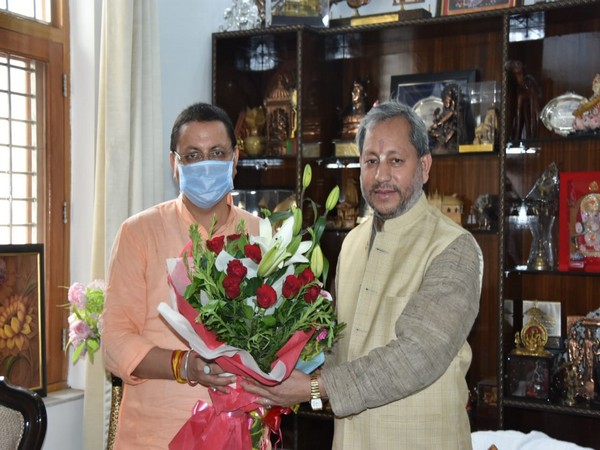 Pushkar Singh Dhami visited Chief Minister Tirath Singh Rawat at his residence