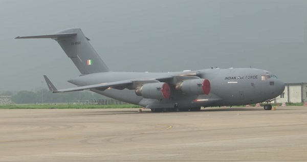 Indian Air Force's C-17 aircraft lands at Hindon IAF base in Ghaziabad