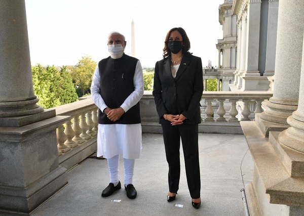 Indian Prime Minister Narendra Modi and US Vice President Kamala Harris