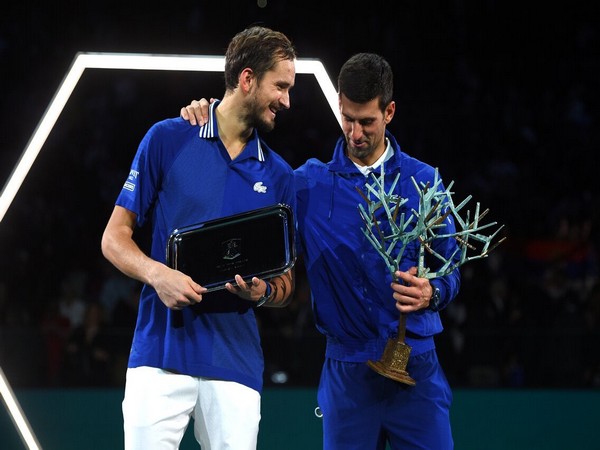 Novak Djokovic and Daniil Medvedev after Paris Masters final