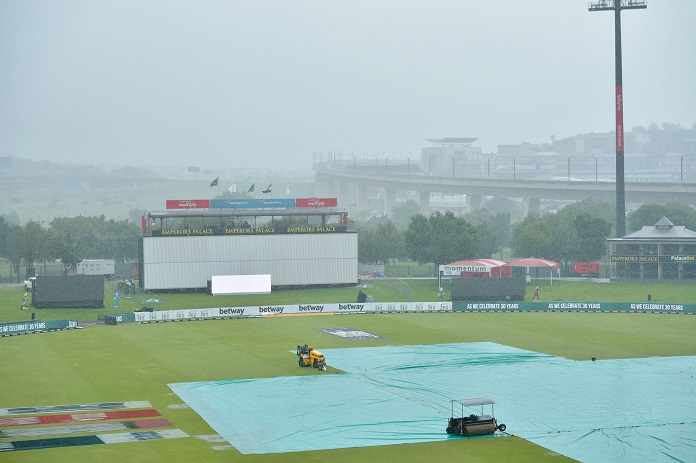 Start of Day 2 delayed due to rain (Photo Source- ICC Twitter)